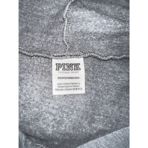 Victoria Secret Pink hoodie crop pullover long sleeve gray with Pink size XS - Picture 6 of 7